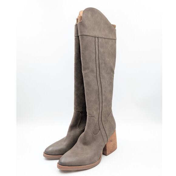 Korks Scarlet Western Block Heel Tall Boots Taupe Women's Size US7.5M EU38 - Picture 1 of 10